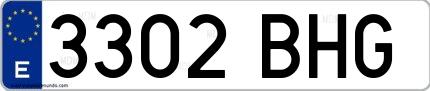 Ejemplo de matrícula española 3302 BHG
