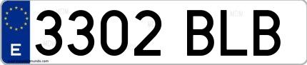 Ejemplo de matrícula española 3302 BLB