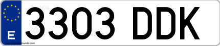 Ejemplo de matrícula de coche ordinaria 3303 DDK