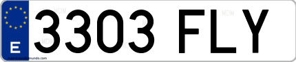 Ejemplo de matrícula de coche ordinaria 3303 FLY