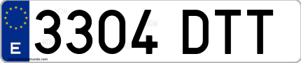 Ejemplo de matrícula de coche ordinaria 3304 DTT