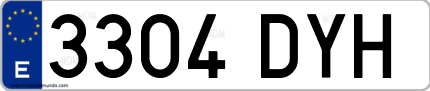 Ejemplo de matrícula de coche ordinaria 3304 DYH