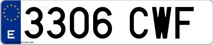Ejemplo de matrícula española 3306 CWF
