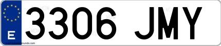 Ejemplo de matrícula española 3306 JMY