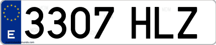 Ejemplo de matrícula de coche ordinaria 3307 HLZ