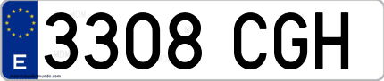 Ejemplo de matrícula de coche ordinaria 3308 CGH