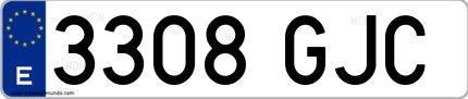 Ejemplo de matrícula española 3308 GJC