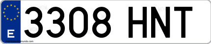 Ejemplo de matrícula de coche ordinaria 3308 HNT