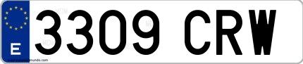 Ejemplo de matrícula española 3309 CRW