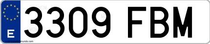 Ejemplo de matrícula española 3309 FBM
