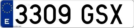 Ejemplo de matrícula española 3309 GSX