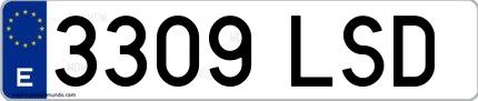 Ejemplo de matrícula española 3309 LSD