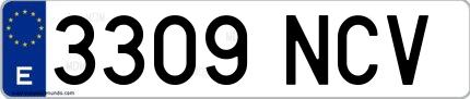 Ejemplo de matrícula española 3309 NCV