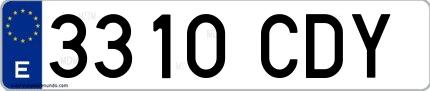 Ejemplo de matrícula española 3310 CDY