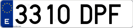 Ejemplo de matrícula de coche ordinaria 3310 DPF
