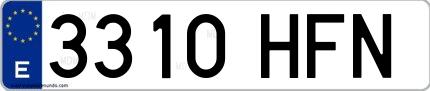 Ejemplo de matrícula española 3310 HFN