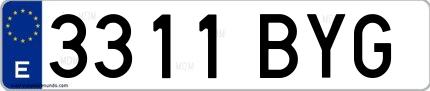 Ejemplo de matrícula española 3311 BYG