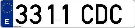 Ejemplo de matrícula española 3311 CDC