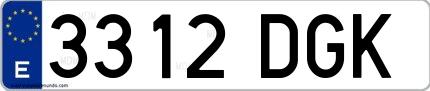 Ejemplo de matrícula española 3312 DGK