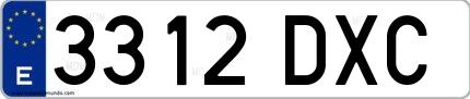 Ejemplo de matrícula española 3312 DXC