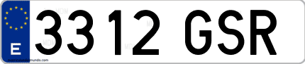 Ejemplo de matrícula de coche ordinaria 3312 GSR
