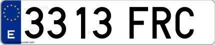 Ejemplo de matrícula española 3313 FRC