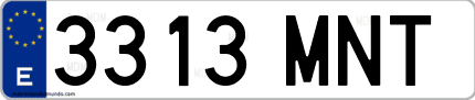 Ejemplo de matrícula de coche ordinaria 3313 MNT