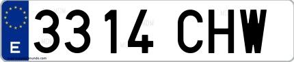 Ejemplo de matrícula española 3314 CHW
