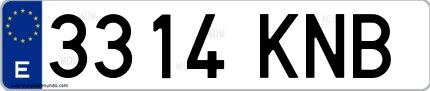Ejemplo de matrícula española 3314 KNB