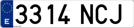 Ejemplo de matrícula española 3314 NCJ