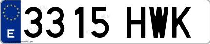 Ejemplo de matrícula española 3315 HWK