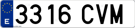 Ejemplo de matrícula de coche ordinaria 3316 CVM