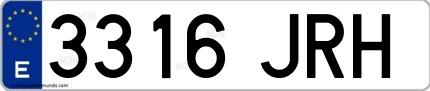 Ejemplo de matrícula española 3316 JRH