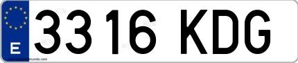 Ejemplo de matrícula española 3316 KDG