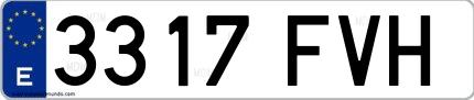 Ejemplo de matrícula española 3317 FVH