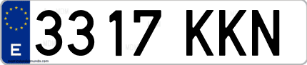 Ejemplo de matrícula de coche ordinaria 3317 KKN
