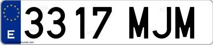 Ejemplo de matrícula española 3317 MJM
