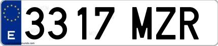 Ejemplo de matrícula española 3317 MZR