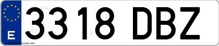 Ejemplo de matrícula española 3318 DBZ