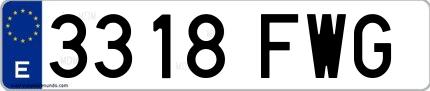 Ejemplo de matrícula española 3318 FWG