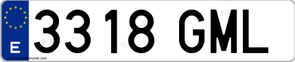 Ejemplo de matrícula de coche ordinaria 3318 GML