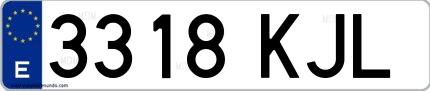 Ejemplo de matrícula española 3318 KJL