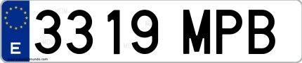 Ejemplo de matrícula española 3319 MPB