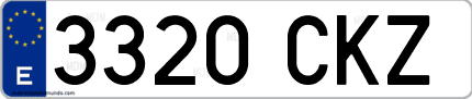 Ejemplo de matrícula de coche ordinaria 3320 CKZ