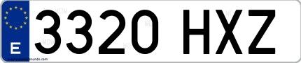 Ejemplo de matrícula española 3320 HXZ