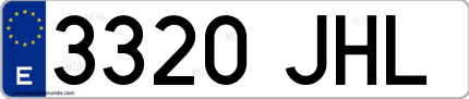 Ejemplo de matrícula de coche ordinaria 3320 JHL