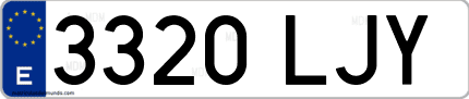 Ejemplo de matrícula de coche ordinaria 3320 LJY
