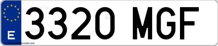 Ejemplo de matrícula española 3320 MGF