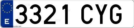 Ejemplo de matrícula española 3321 CYG