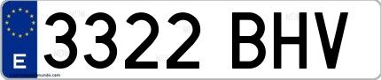Ejemplo de matrícula española 3322 BHV